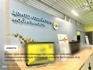 Более 1500 маломобильных пассажиров получили специализированную помощь на вокзале Белгорода за 9 месяцев 2025 года