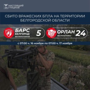 Вячеслав Гладков: Информация о сбитиях всех типов вражеских БПЛА на территории Белгородской области подразделениями «БАРС-Белгород» и «Орлан»