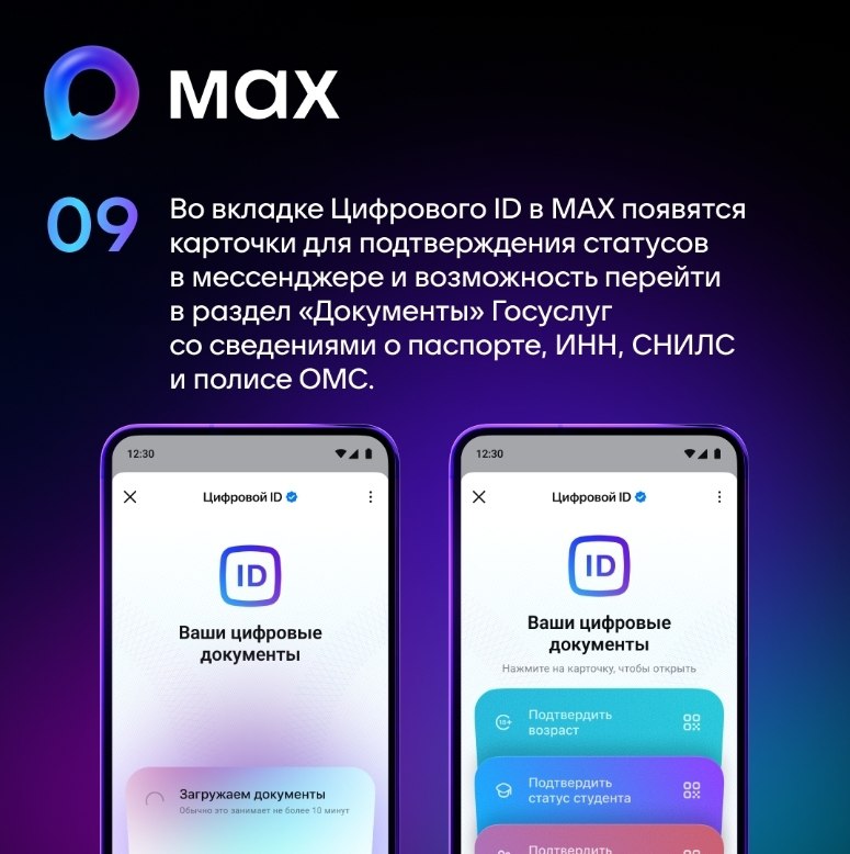 В мессенджере MAX появилась возможность подтвердить свой статус с помощью «Цифрового ID» В мессенджере MAX появилась возможность подтвердить свой статус с помощью «Цифрового ID»