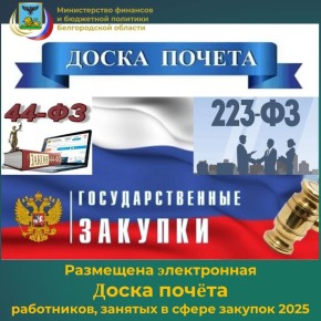 На портале региональной контрактной системы в сфере закупок Белгородской области размещена электронная Доска почёта работников, занятых в сфере закупок 2025