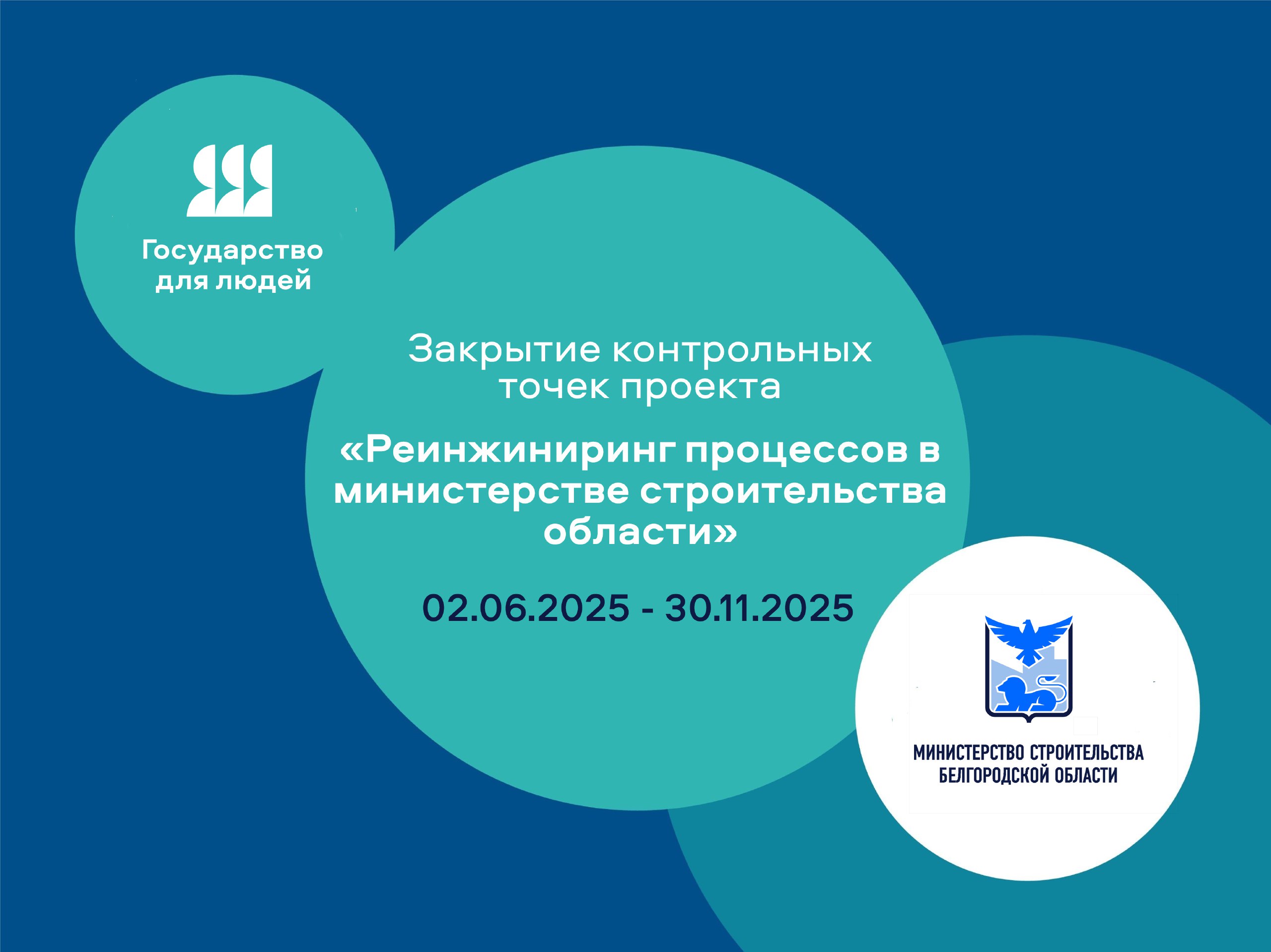 В рамках федерального проекта «Государство для людей» министерство строительства Белгородской области в соответствии с утвержденным календарным планом завершает работу по закрытию контрольных точек реинжинируемых процессов: