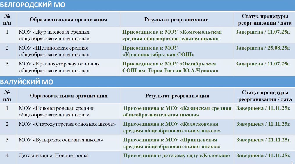 Из-за обстрелов ВСУ в Белгородской области реорганизуют 21 учреждение образования Из-за обстрелов ВСУ в Белгородской области реорганизуют 21 учреждение образования