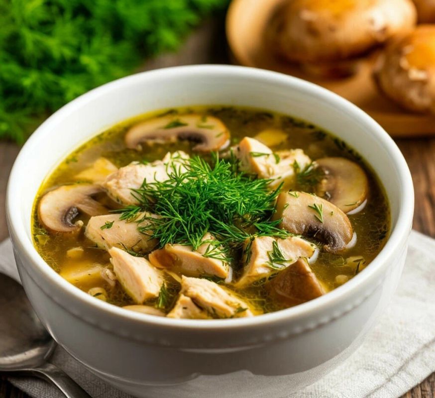 Уютный суп с курицей и грибами: согревающее наслаждение для всей семьи