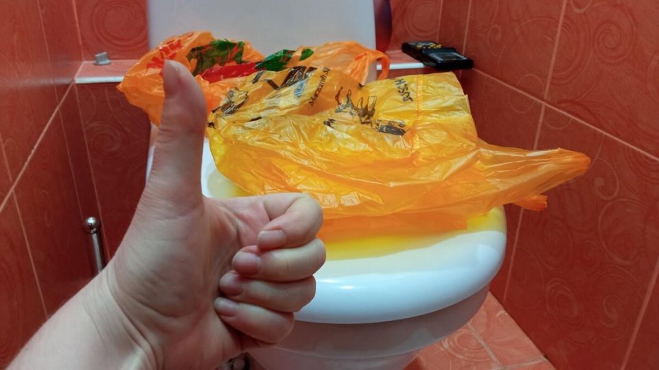 Необычные хитрости: как обычный пакет может спасти в общественном туалете