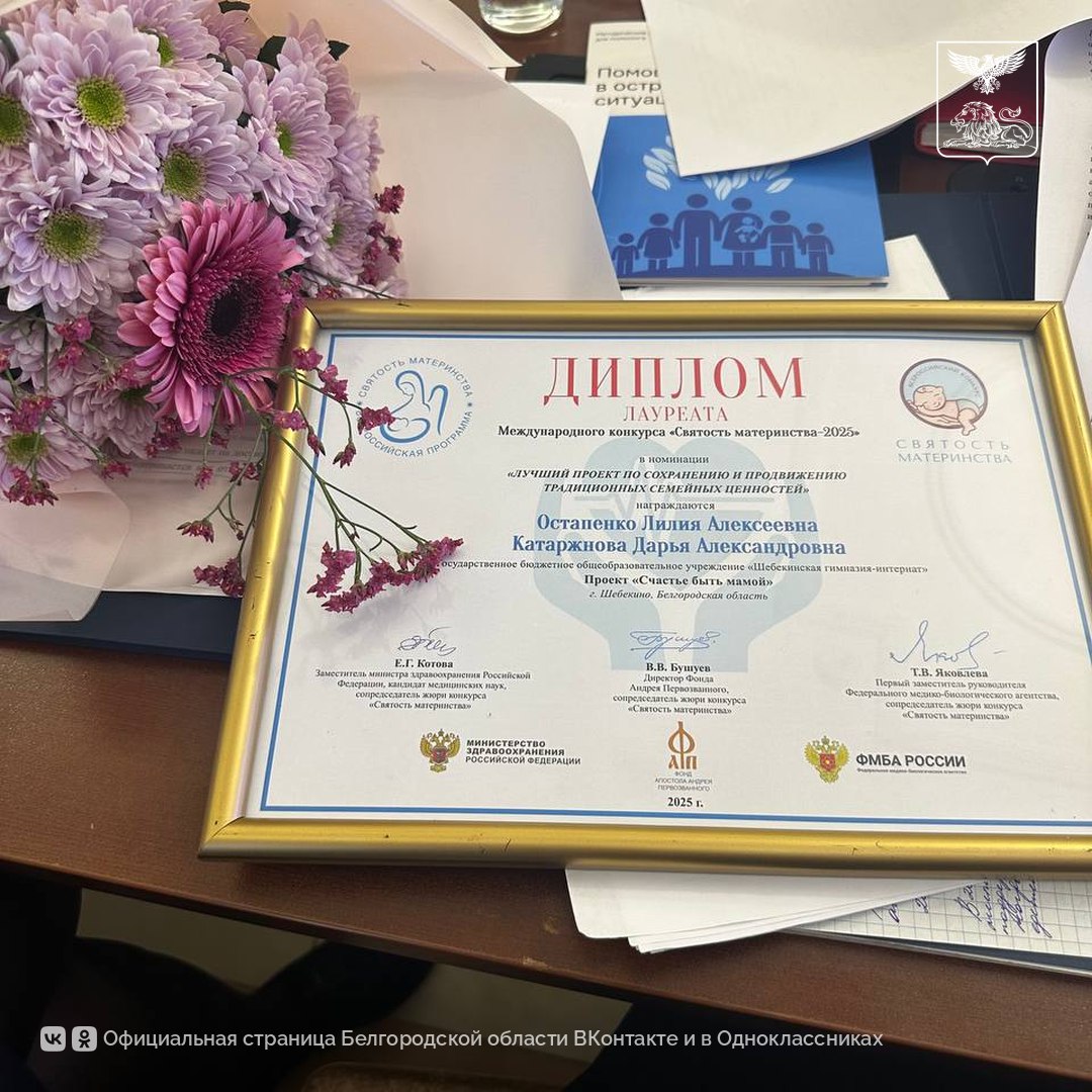 Проект из Белгородской области получил награду на Международном конкурсе «Святость материнства – 2025»