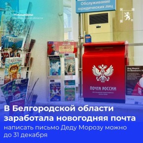 В почтовых отделениях Белгородской области заработала новогодняя почта