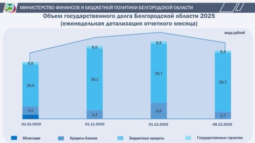 Объём государственного долга Белгородской области: