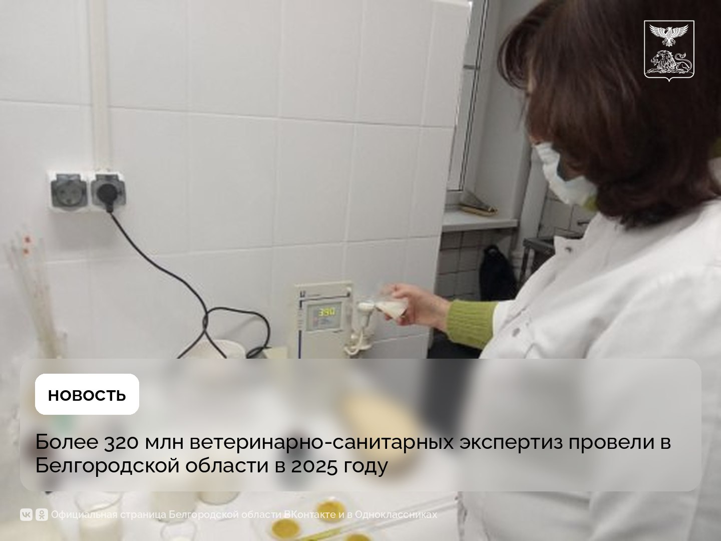 Более 320 млн ветеринарно-санитарных экспертиз провели в Белгородской области в 2025 году