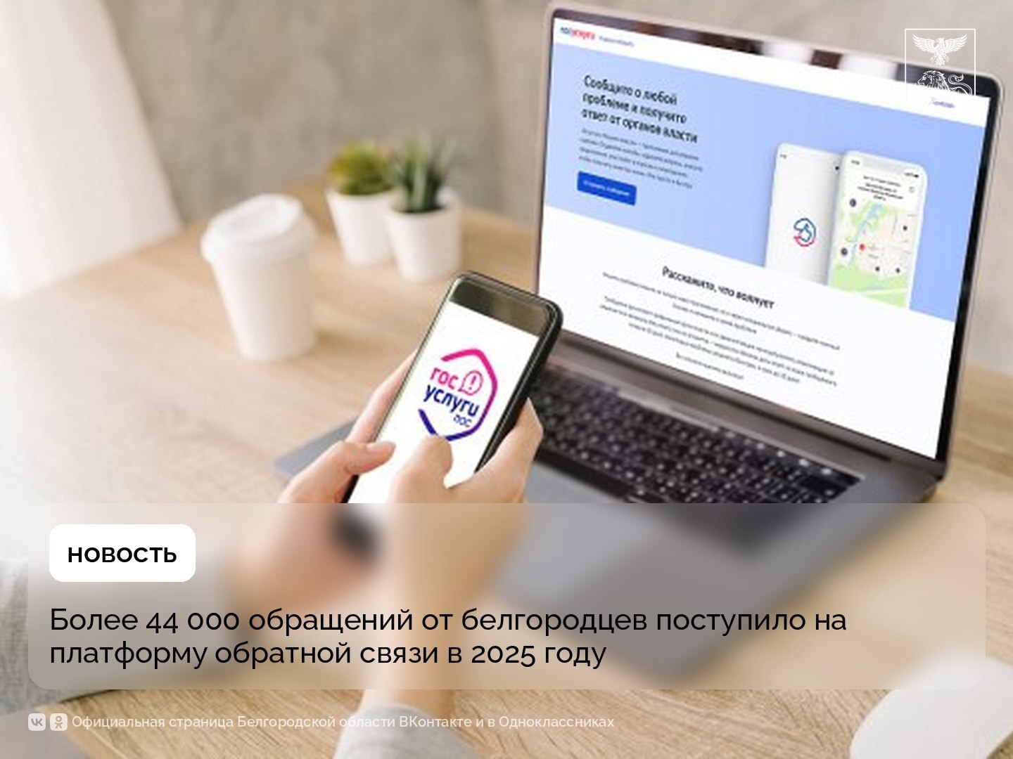 Более 44 000 обращений от белгородцев поступило на платформу обратной связи в 2025 году