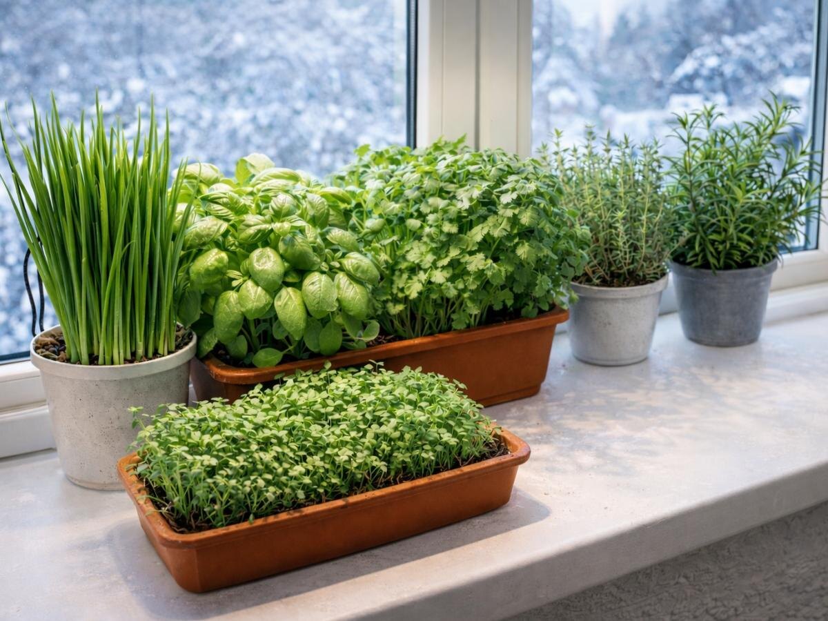 Как правильно вырастить пряные травы на подоконнике зимой