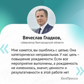 Губернатор раскритиковал меры по повышению рождаемости в Белгородской области
