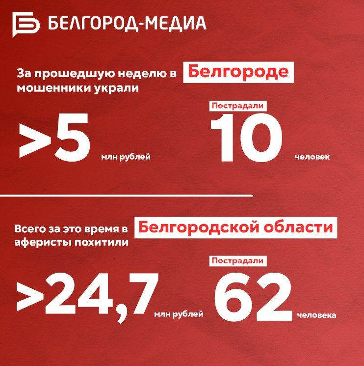 За неделю в Белгородской области от действий мошенников пострадали 62 человека