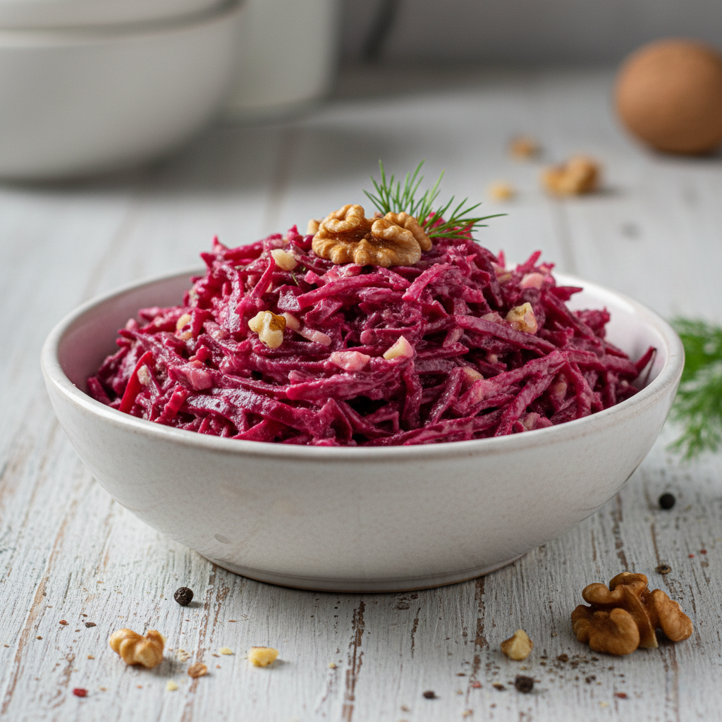 Свекольный салат с чесноком и орехами: яркое блюдо для любого стола