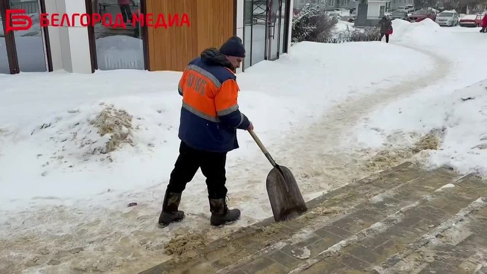 Зима не отступает, белгородские коммунальщики тоже