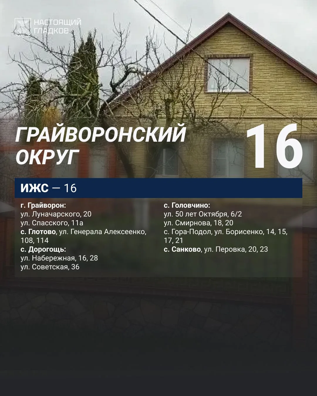 Вячеслав Гладков: Размещаю список адресов, на которых, по докладу глав округов, выполнены работы по восстановлению жилья Вячеслав Гладков: Размещаю список адресов, на которых, по докладу глав округов, выполнены работы по восстановлению жилья