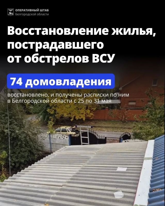 Список адресов, где на прошедшей неделе выполнены работы по восстановлению жилья