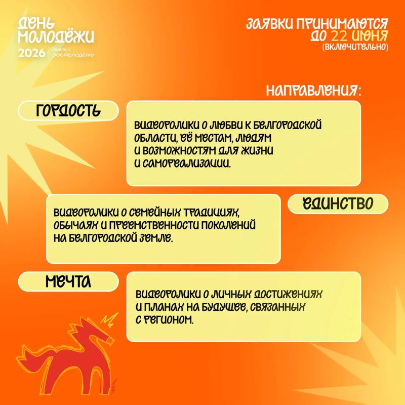 ВНИМАНИЕ! ВРЕМЯ МОЛОДЫХ!. Мы ПРОДЛЕВАЕМ приём заявок на конкурс VK-клипов до 22 июня включительно! У вас есть ещё несколько дней, чтобы успеть и побороться за ценные призы В преддверии главного молодёжного праздника... ВНИМАНИЕ! ВРЕМЯ МОЛОДЫХ!. Мы ПРОДЛЕВАЕМ приём заявок на конкурс VK-клипов до 22 июня включительно! У вас есть ещё несколько дней, чтобы успеть и побороться за ценные призы В преддверии главного молодёжного праздника...