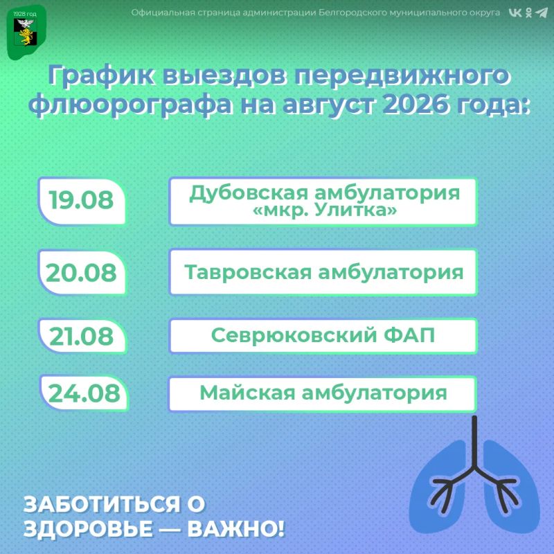 Передвижной флюограф начал свою работу в августе Передвижной флюограф начал свою работу в августе
