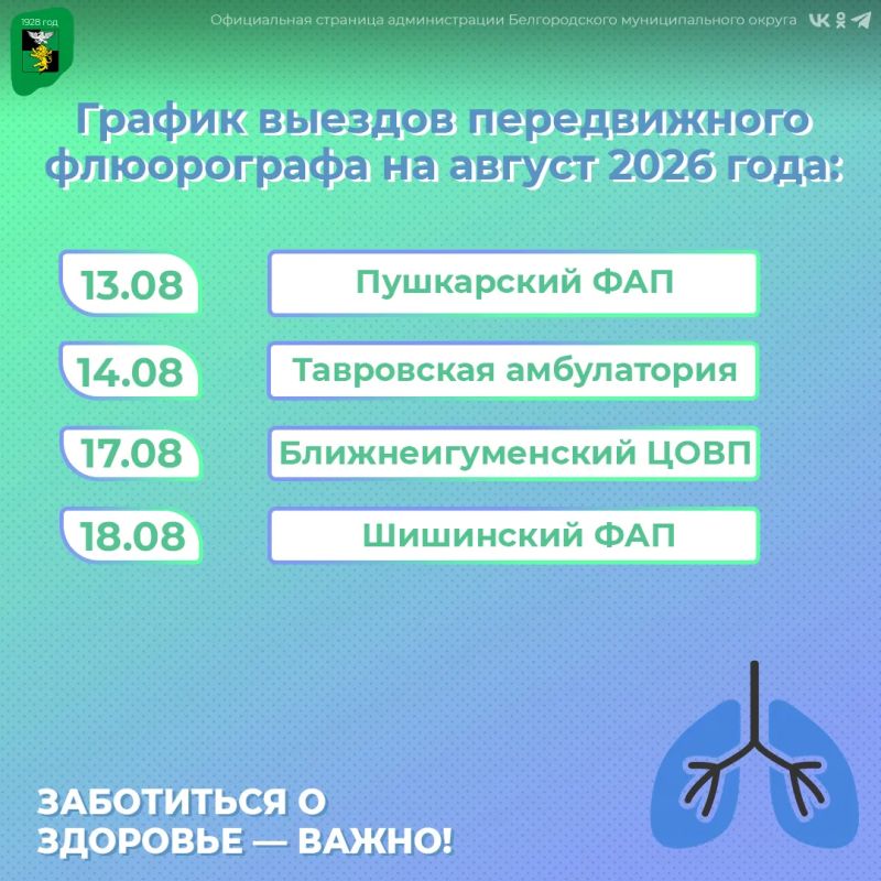 Передвижной флюограф начал свою работу в августе Передвижной флюограф начал свою работу в августе