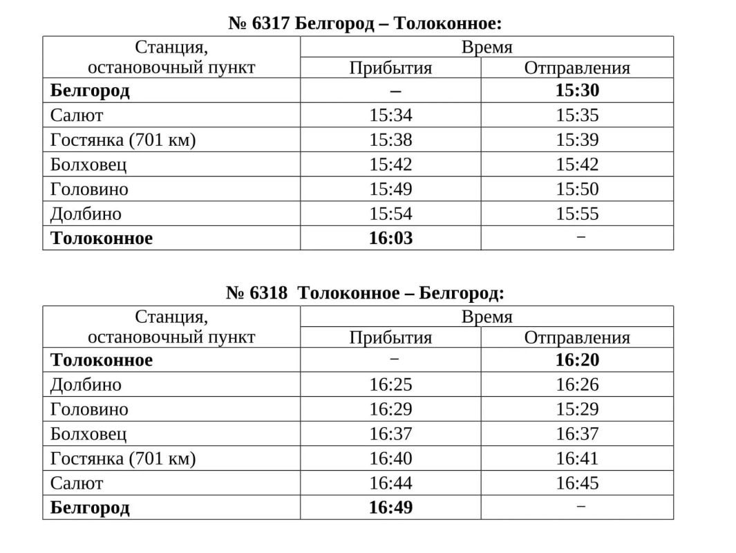 Два дополнительных пригородных поезда из Белгорода в Толоконное и обратно появятся с 25 августа