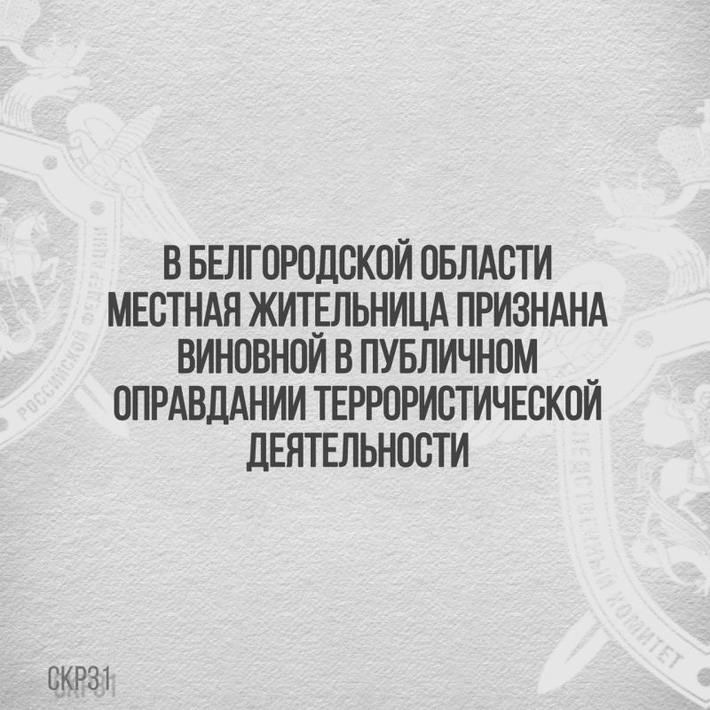 В Белгородской области местная жительница признана виновной в публичном оправдании террористической деятельности