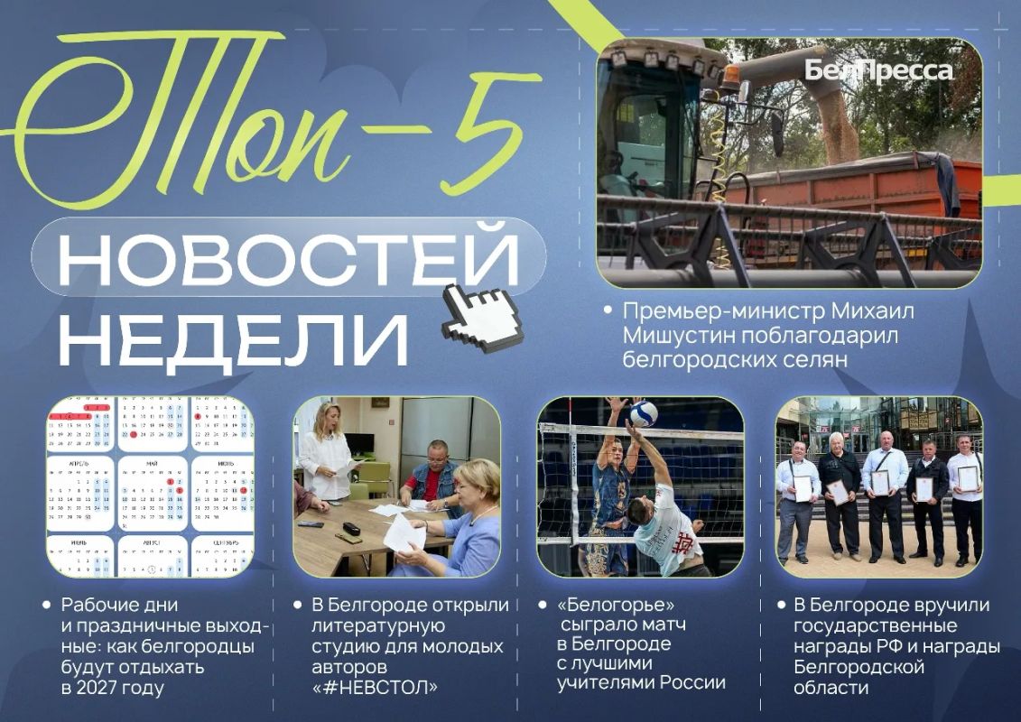 5 самых читаемых новостей за неделю!