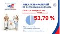 Явка в Белгородской области на 20:00 составила 53,79%