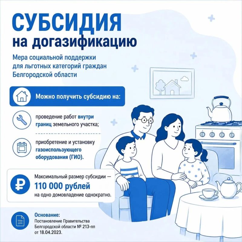 До 110 000 рублей на догазификацию в Белгородской области