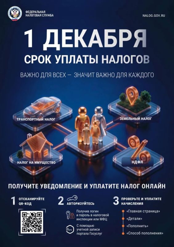 1 декабря текущего года — крайний срок уплаты налогов