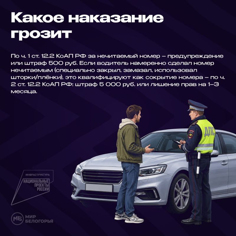 Что грозит водителю за грязные и нечитаемые номера? Что грозит водителю за грязные и нечитаемые номера?