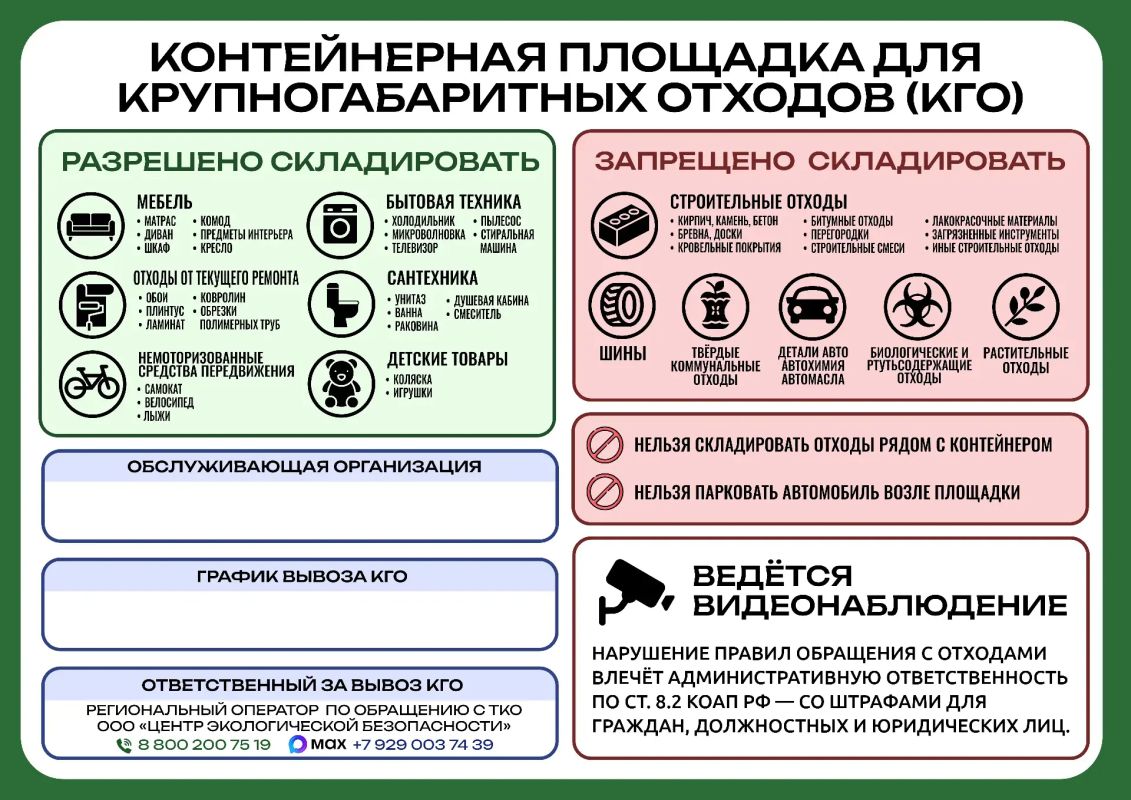 Что можно выбрасывать на площадку для КГО? Что можно выбрасывать на площадку для КГО?